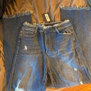 RISEN on the fringe frayed hem flare jeans
